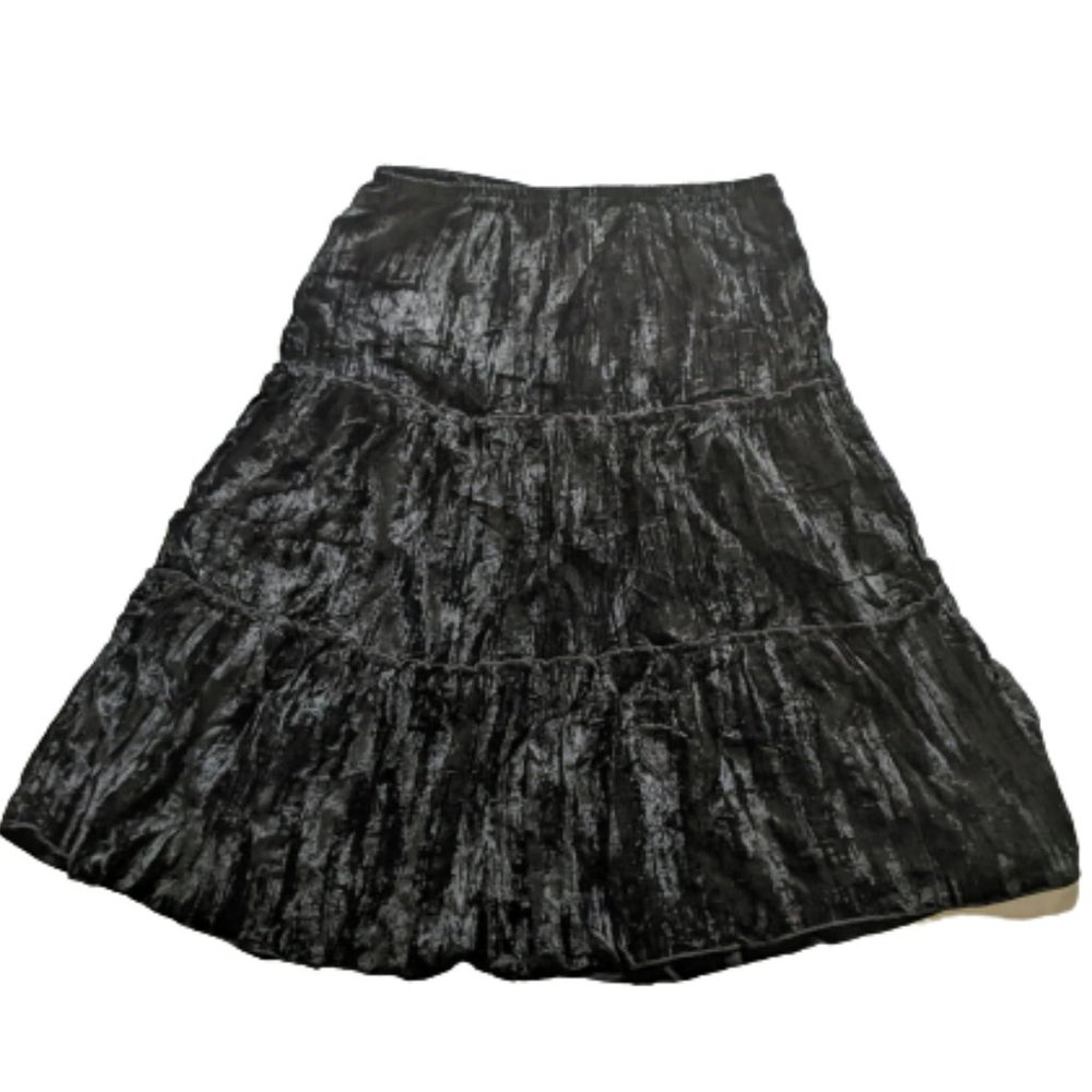 👗Sweet Lily Black Tiered Midi Skirt (Size: L)👗